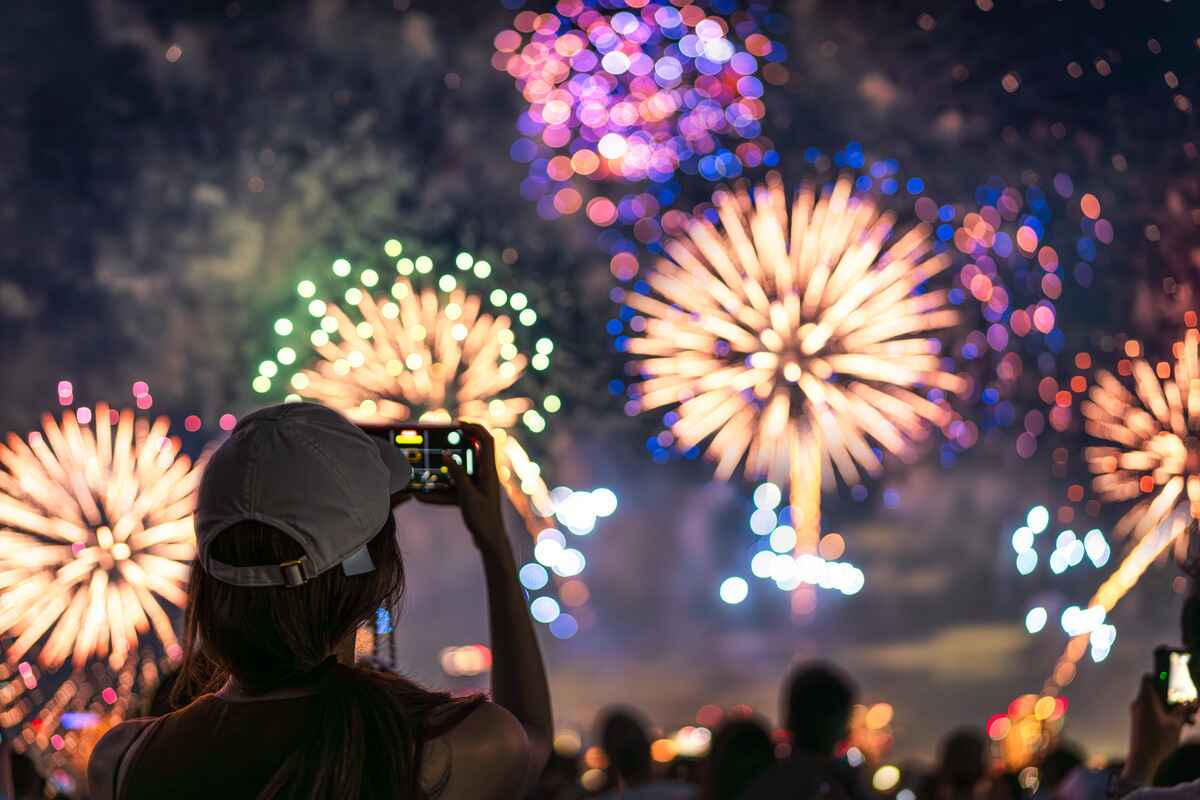 People watch Fourth of July fireworks