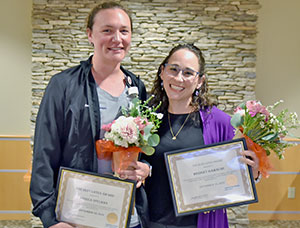 Blue Lotus award winners Andrea Spelman, L+M Hospital (left), and Bridget Gamache, Westerly Hospital.